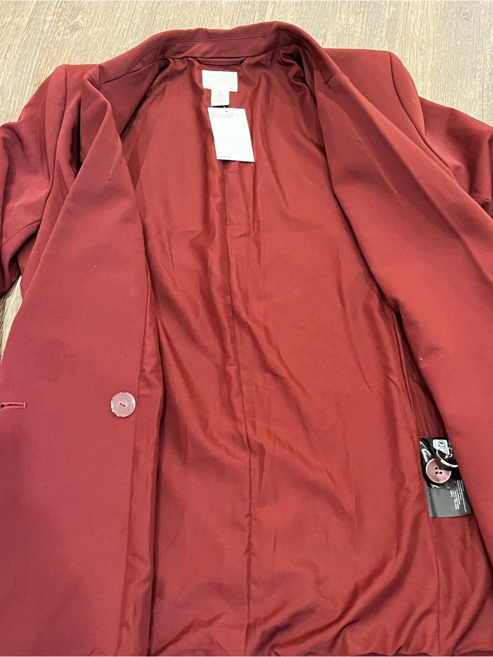 H&M Burgundy Double Breasted Blazer Women’s Small NWT Tailored Jacket - Picture 5 of 7